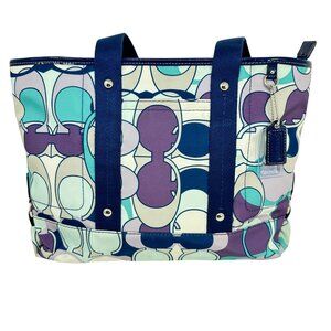 Coach Kyra Scarf Print C Signature Tote Bag Purple/Blue Vintage - No Strap